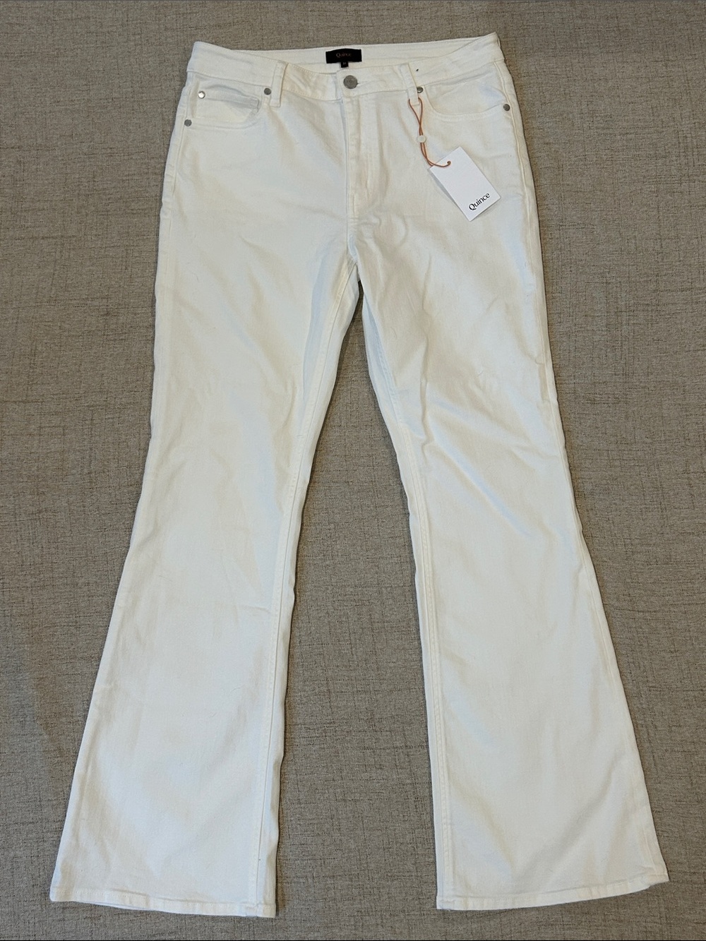 Quince Women's flared Leg Jeans in Off-White/Cream